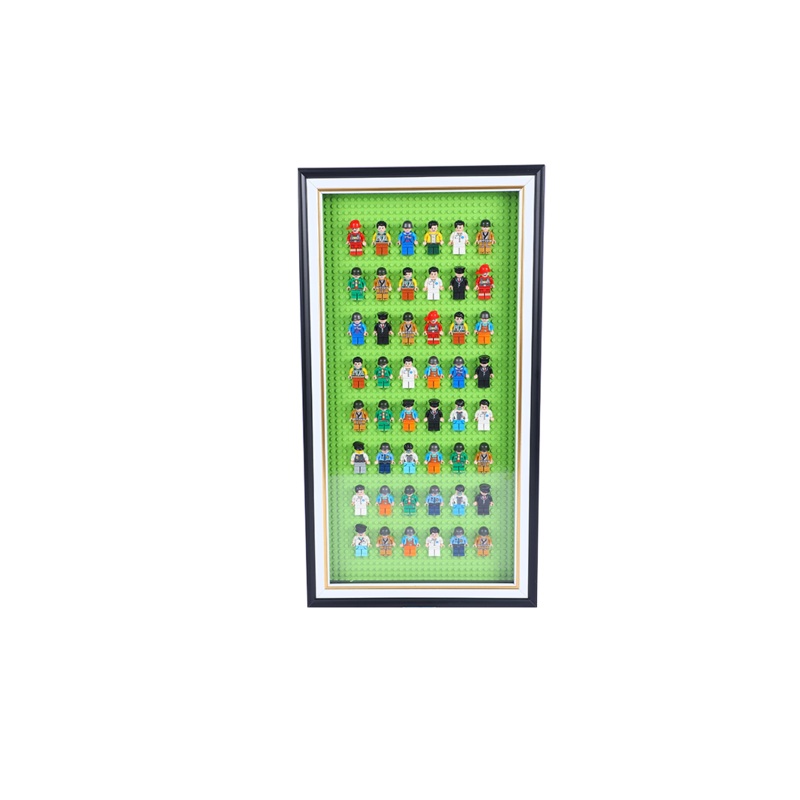 Building Memories:  48 Mini Figure yellow base plate Decorative Wall Frame