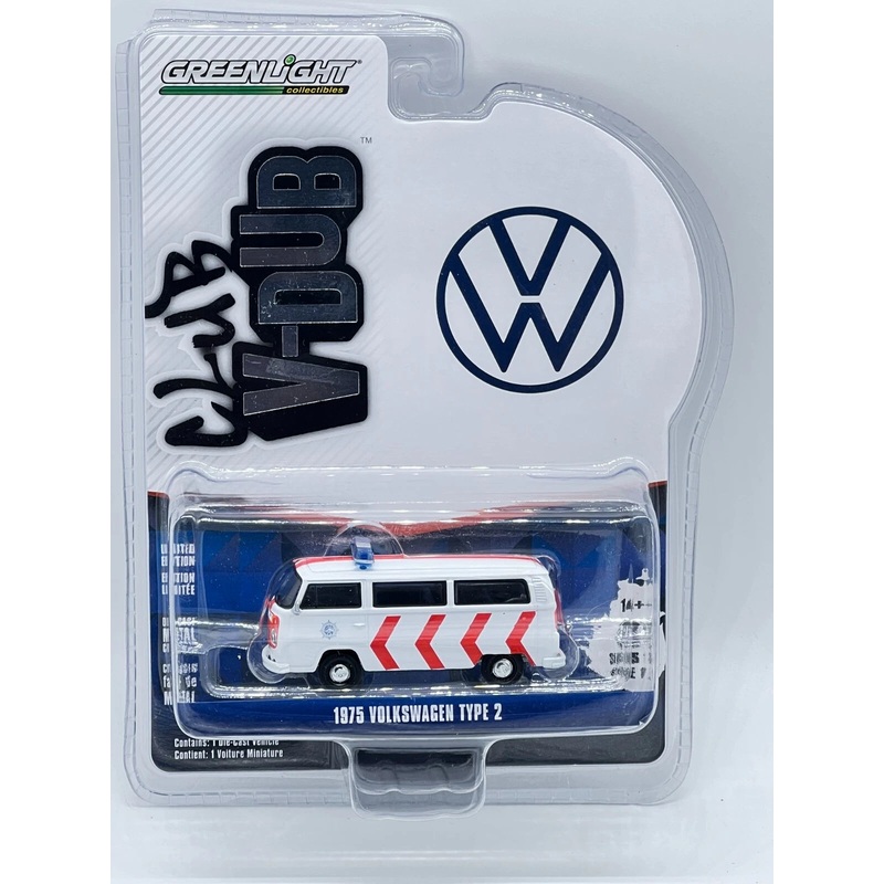 Greenlight Club V-Dub  1975 Volkswagen Type 2 (Police Van) Die-Cast Car (1:64 Scale)