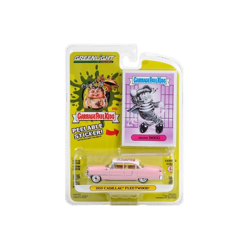 Greenlight Garbage Pail Kids  1955 Cadillac Fleetwood with Hound Doug Peelable Sticker (1:64 Scale Die-Cast)
