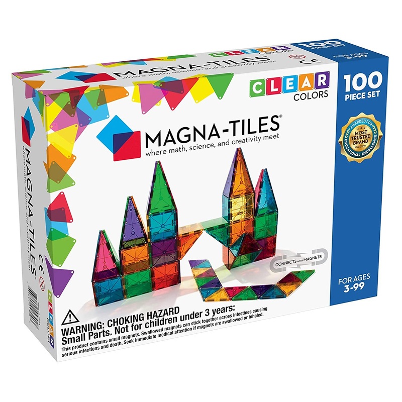 Magna-Tiles 100 Pcs Magnetic Building Toys, Multi Color