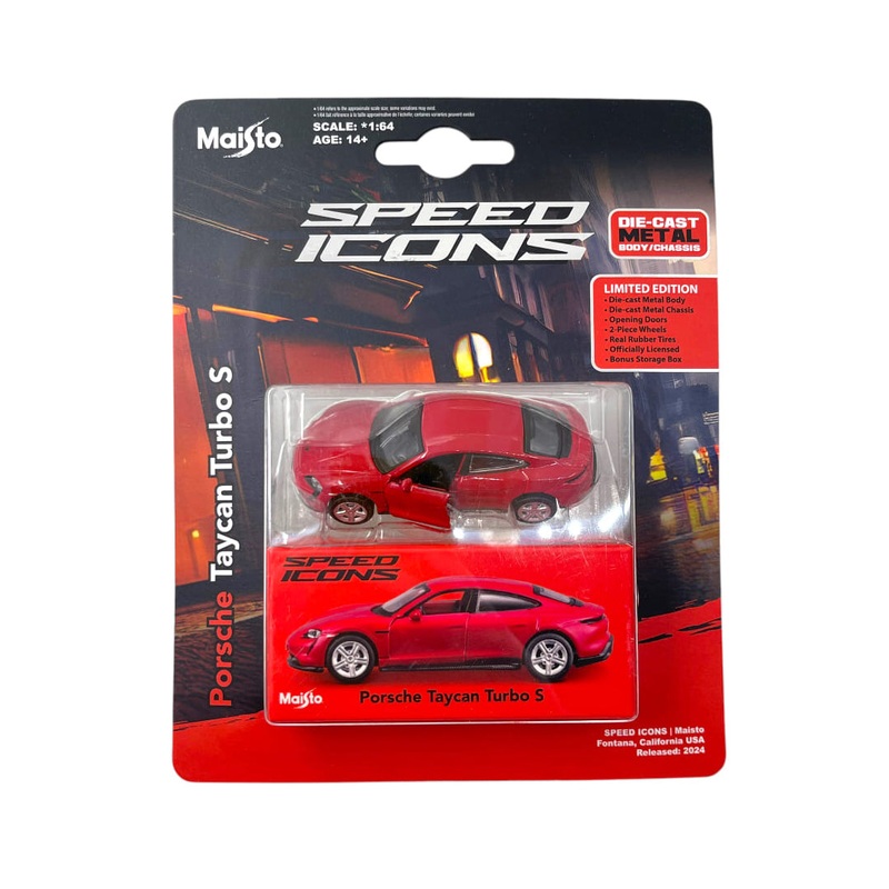 Maisto Speed Icons Porsche Taycan TurboS  Red, 1:64 Licensed DieCast Model | Collectors Premium