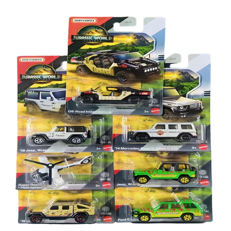Matchbox Jurassic World 2025 DieCast Vehicle Set  7Pack InGen & Jurassic Park Adventure Collection HW