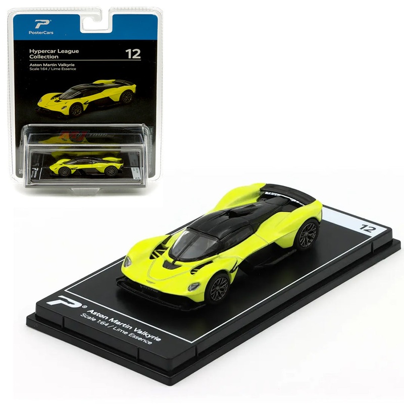 PosterCars 1:64 Aston Martin Valkyrie  Lime Essence | Hypercar League Diecast Model