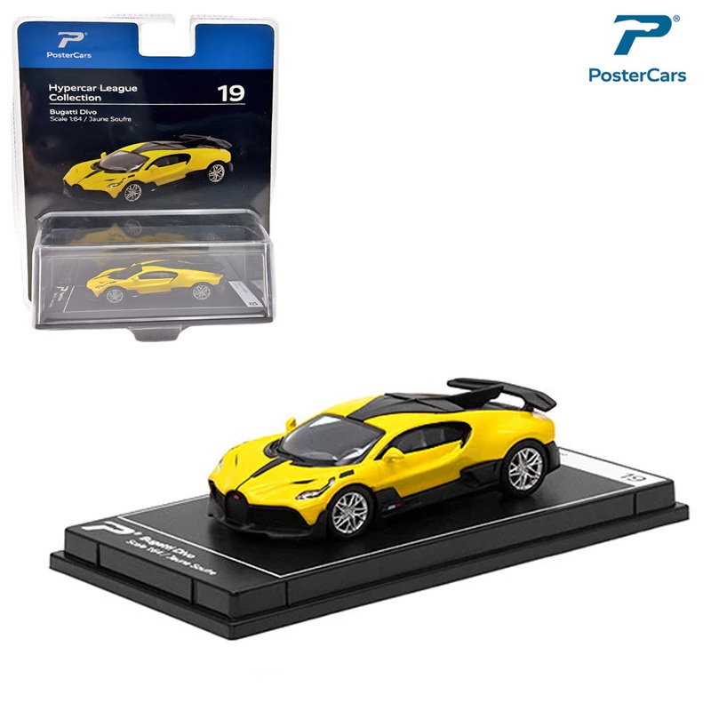 PosterCars 1:64 Bugatti Divo  Yellow Edition | Hypercar League Collection No.19 Premium Diecast Model