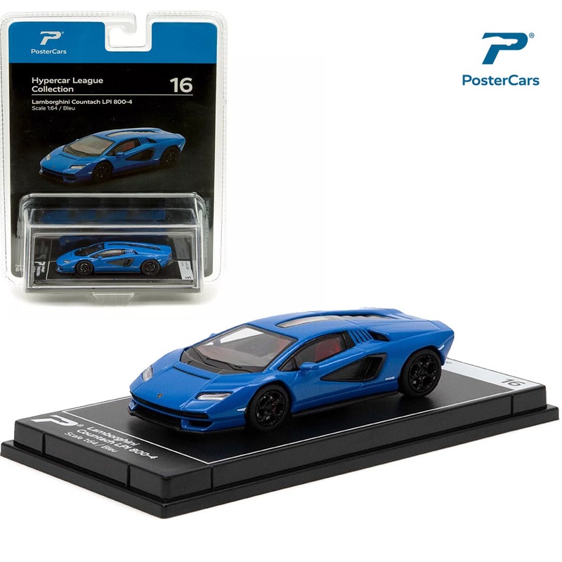 PosterCars 1:64 Lamborghini Countach LPI 800-4  Blue Edition | Hypercar League Diecast Collector Model
