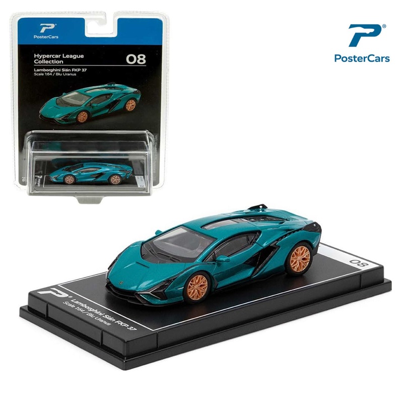 PosterCars 1:64 Lamborghini Sin FKP 37  Blu Uranus | Hypercar League Collection No.8 Diecast Model