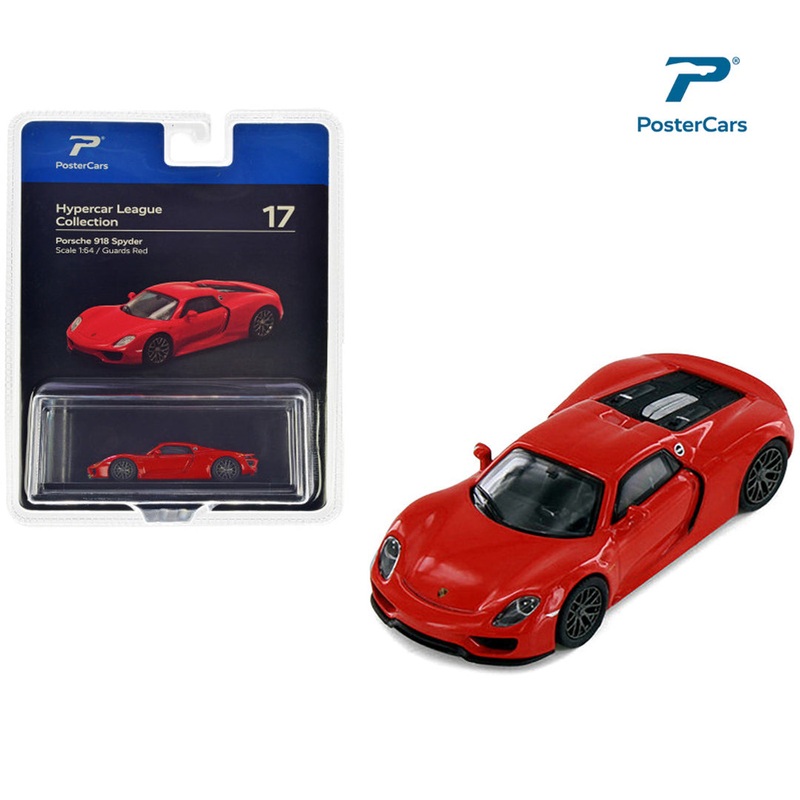 PosterCars 1:64 Porsche 918 Spyder  Guards Red | Hypercar League Collection Diecast Model