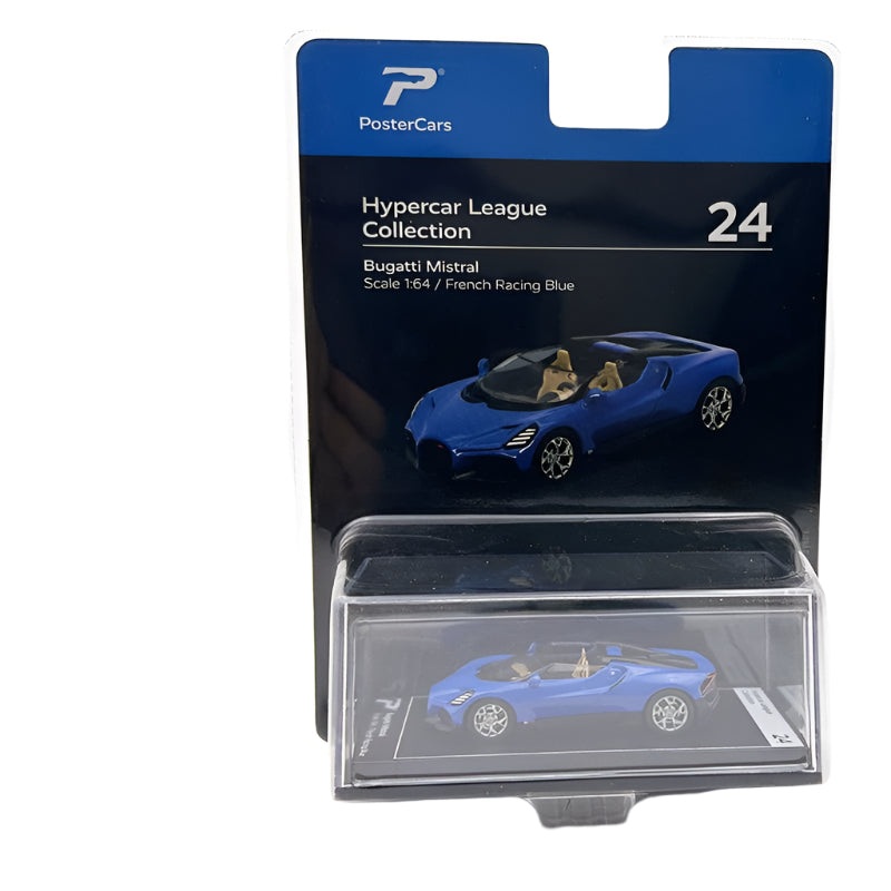PosterCars Hypercar League  Bugatti Mistral (French Racing Blue, 1:64 Scale)  Hypercar League #24