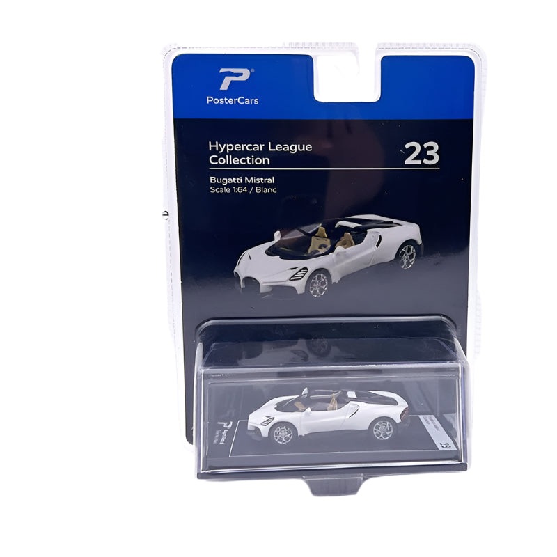 PosterCars Hypercar League  Bugatti Mistral (White, 1:64 Scale)  Hypercar League #23