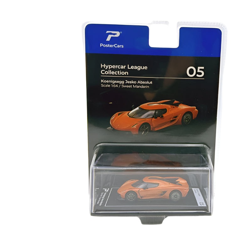 PosterCars Hypercar League  Koenigsegg Jesko Absolut (Sweet Mandarin, 1:64 Scale)