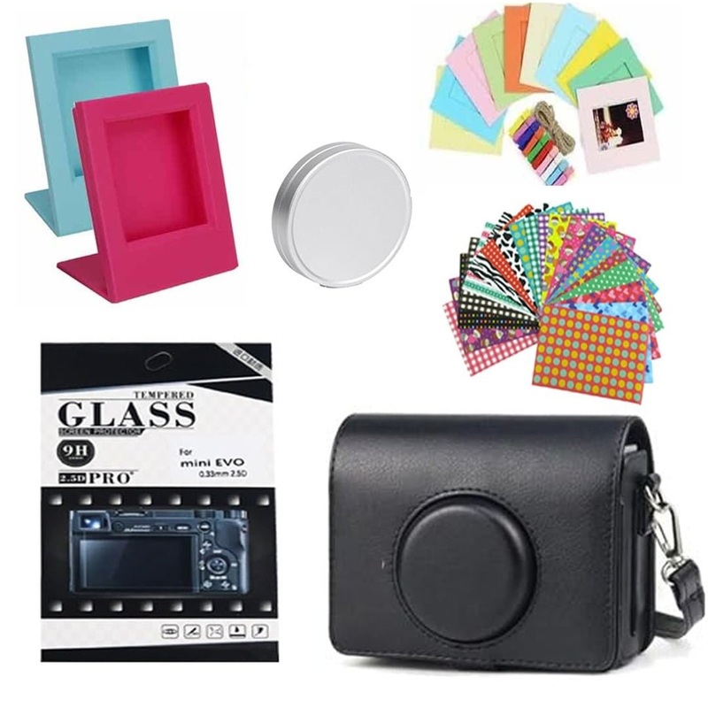 Ultimate Accessory Pack for Instax Mini Evo  PU Case, Screen & Lens Protection, Photo Dcor & Frames