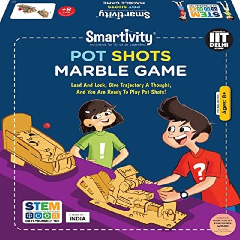 Smartivity Pot Shot Marble Launcher STEM DIY Fun Toys, Educational & Construction based Activity Game for Kids 8 to 14, Birthday Gifts for Boys & Girls, Science Engineering Project, Made in India