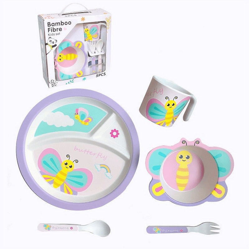 Bamboo Fibre- Kids Dinnerware Set,5Pcs - Butterfly