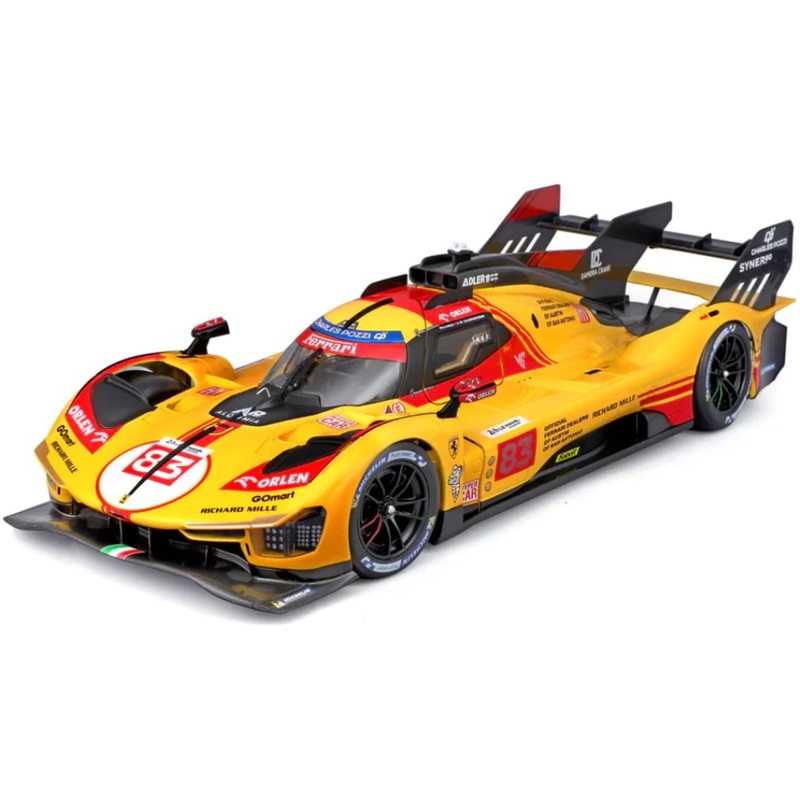 Bburago 1:24 Scale Die-Cast Model  Ferrari 499P LMH #83 WEC Qatar 2024 (Yellow Livery)