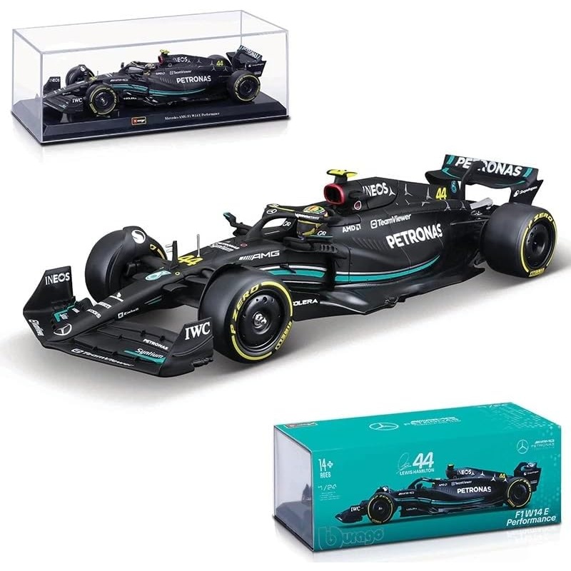 Bburago F1 Mercedes-AMG PETRONAS W14 2023 #63 with Helmet  George Russell 1/24 Model Car (18-28028R)
