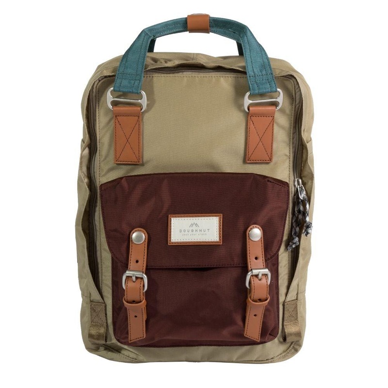 Doughnut Macaroon Glossy Backpack  Beige x Maroon (D010GB-1199-F) | 16L Water-Resistant Urban Bag