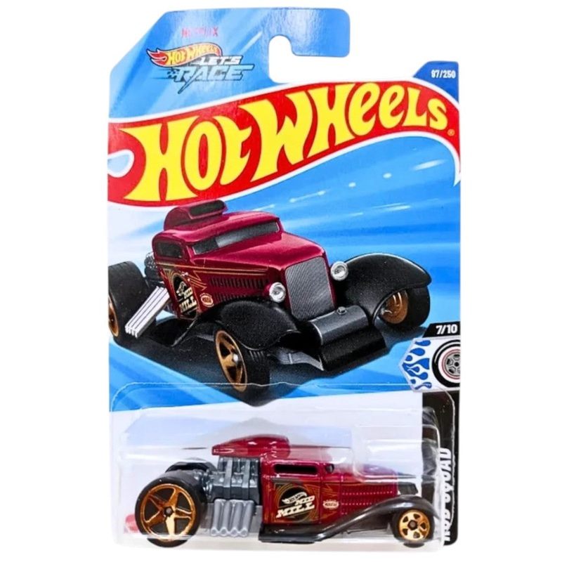 Hot Wheels 2025 Netflix "Let's Race" Mid Mill diecast car, part of the HW Rod Squad series
