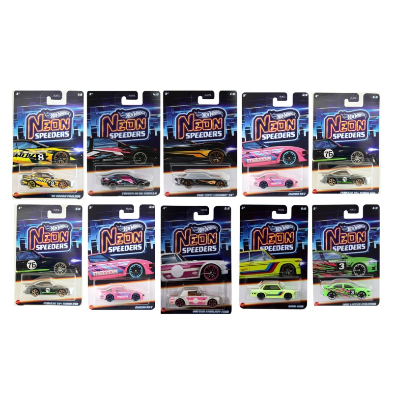 Hot Wheels Neon Speeders Series  Full Set of 10 | Factory-Sealed Packs