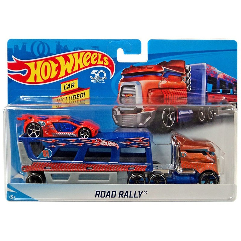 Hot Wheels Super Rigs BWD58 Road Rally Truck with Die-Cast Car
