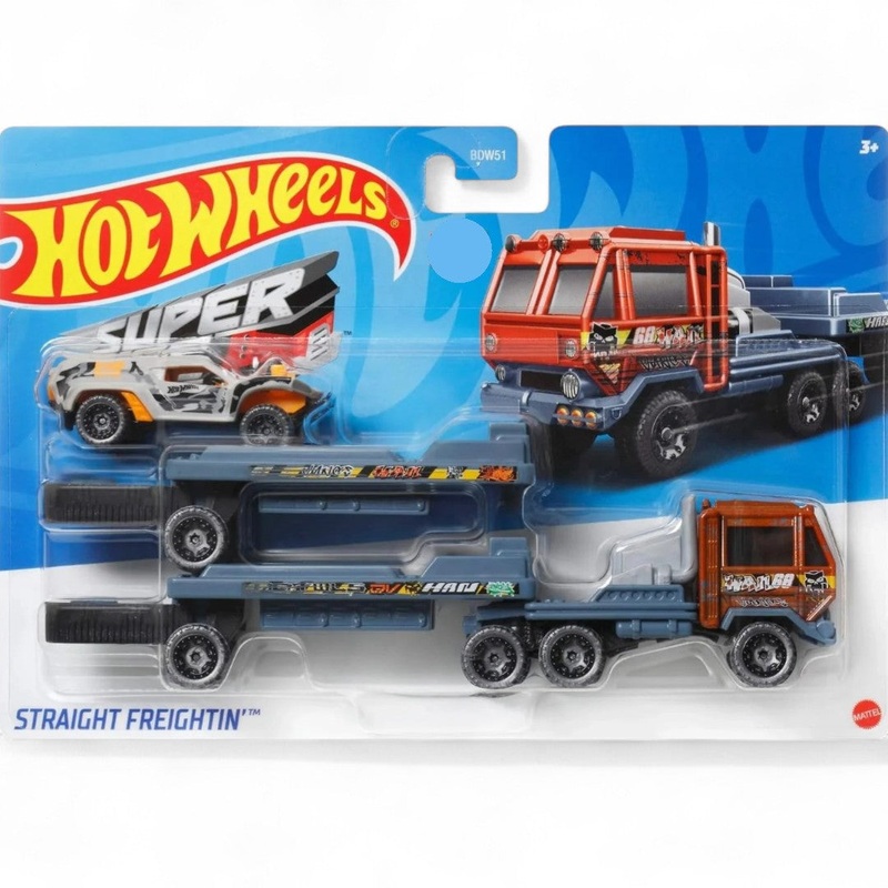 Hot Wheels Super Rigs HVD94  Straight Freightin Truck with Die-Cast Car for