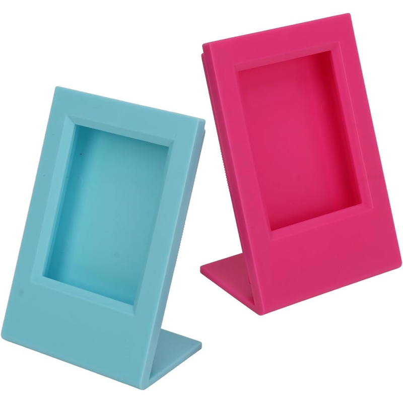 Modern Tilt  L-Shape Freestanding Photo Frame for Instax Mini Prints -Pink+Blue
