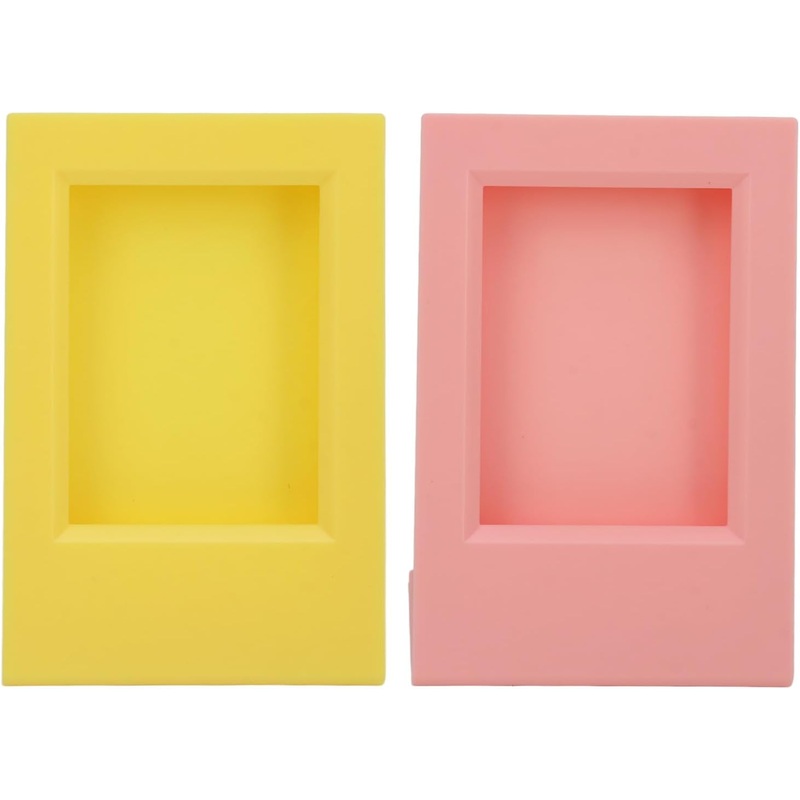 Modern Tilt  L-Shape Freestanding Photo Frame for Instax Mini Prints -Pink +Yellow