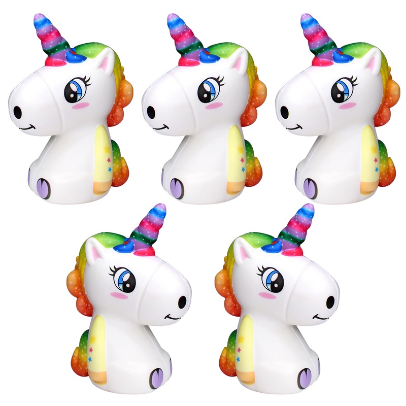 Colorful Unicorn Soft Plush Stress Relief squishy 5 Pieces