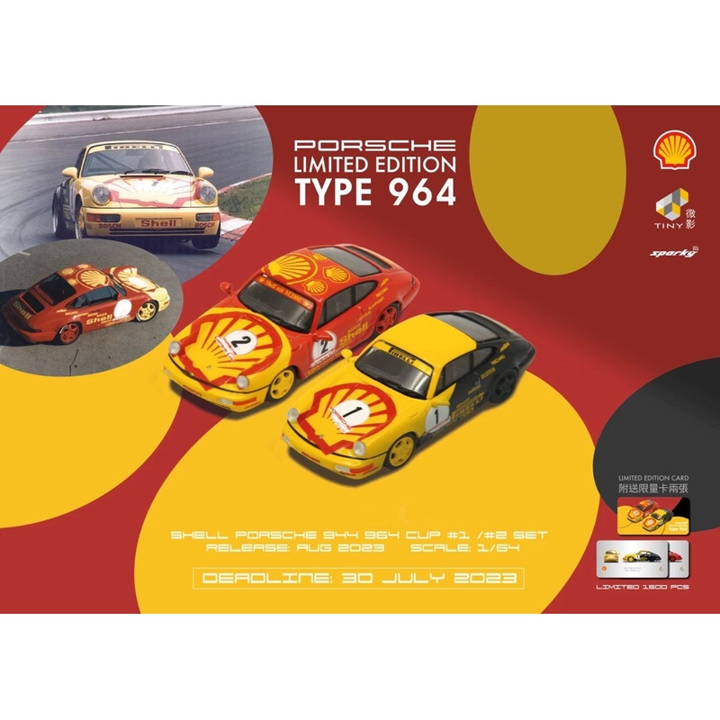 SPARKY 1/64 DIECAST SHELL PORSCHE 911 (964) Carrera Cup COMBO -  Pirelli #1 Kaufmann &  trophy combo