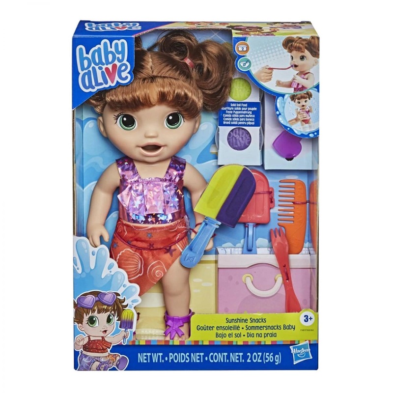 HASBRO BABY ALIVE SUNSHINE SNACKS BROWNN HAIR F1681 DOLL Age 3+