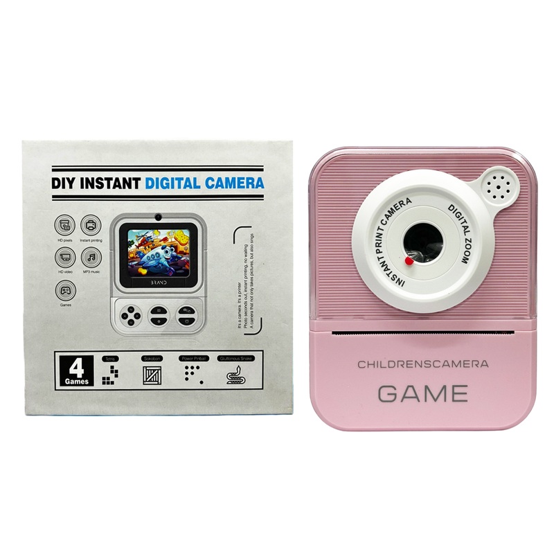 Print Camera - DIY Instant Digital Camera - Thermal Paper Printing Photo For Kids (pink)