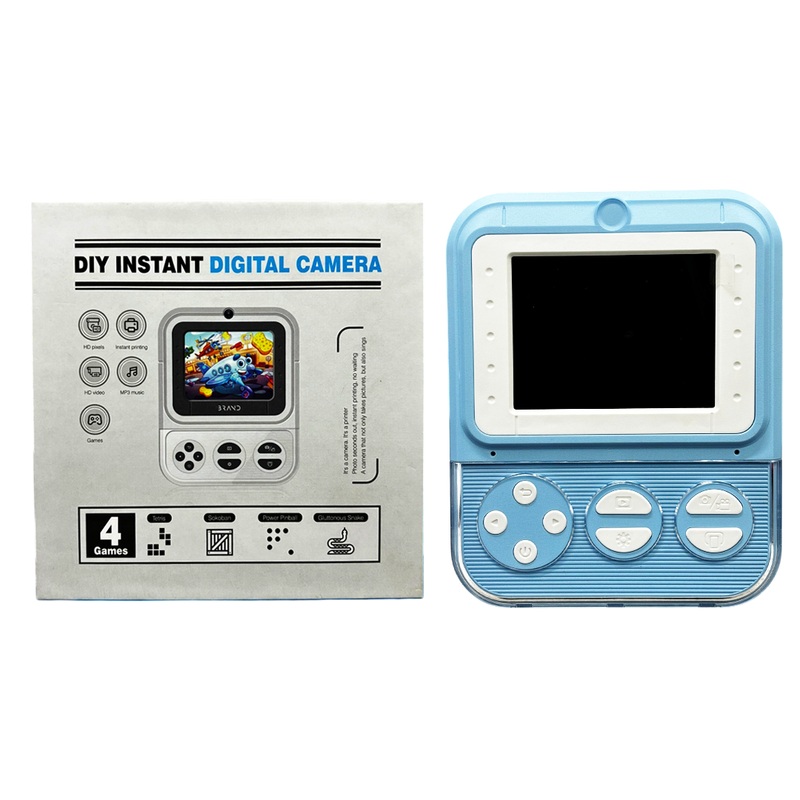 Print Camera -  Instant Printing Digital Camera - Thermal Paper Printing Photo For Kids (Blue) ( Print Camera )