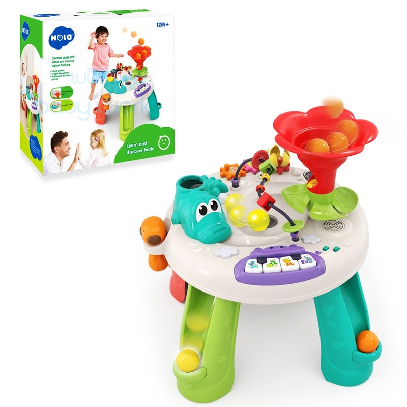 Activity Table, Toddler Music Learning Table with Sound, Lights, 3 Ball Games, 9 Activities, Piano, Beads, Kids Discover Explore Activity Center, Baby Toy for Boys & Girls (Multicolor)