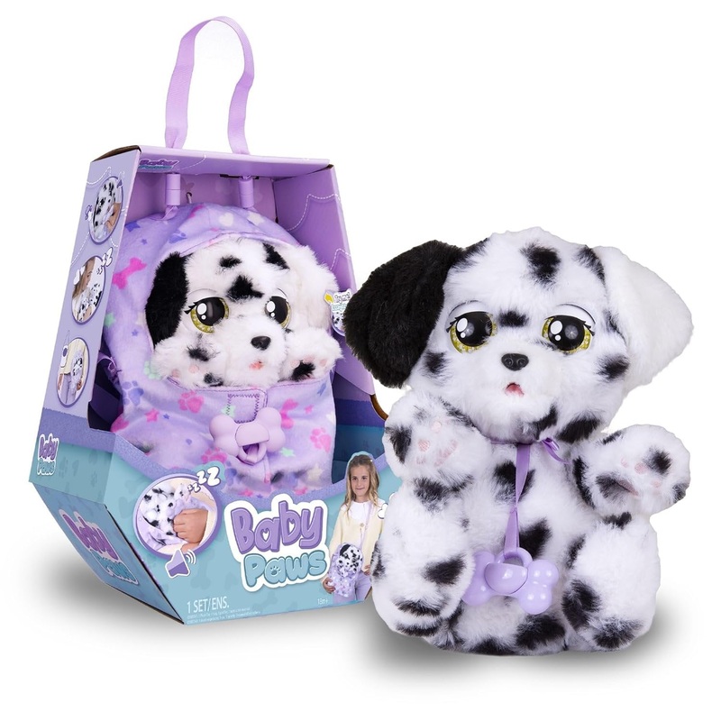 Baby Paws Dalmatian Puppy Toy with Cute Swaddle Bag |Adorable Sounds Kids Toys for Ages 4+