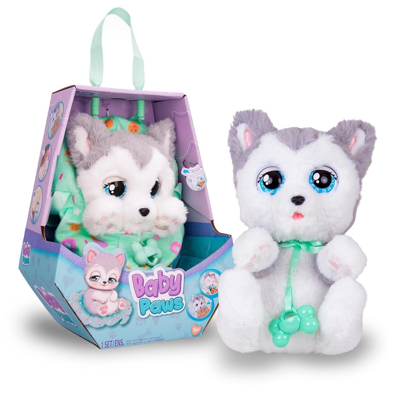 Baby Paws Siberian Husky Puppy Toy with Cute Swaddle Bag Make 5 Adorable Sounds Kids Toys for Ages 4+|Birthday Gift for Pet Lovers -22 cm