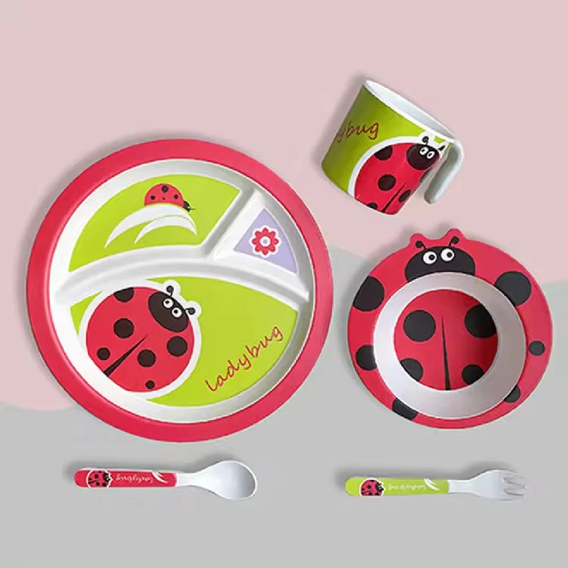 Bamboo Fibre- Kids Dinnerware Set,5Pcs - Lady Bug