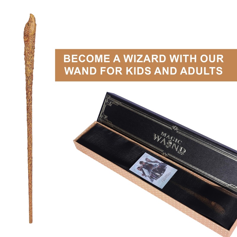 Classic Handcrafted Harry Potter Wand - 35 CM Wizard Stick Collectible & Cosplay Accessory: Hufflepuff Mascot's Wand (No LED)