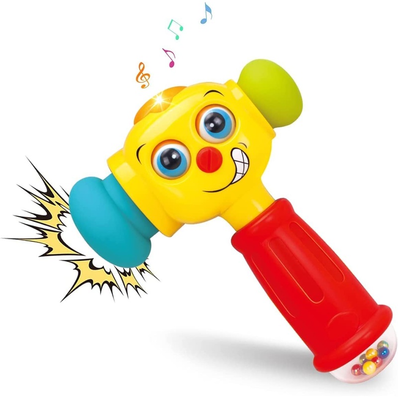 Hola 3115- Hammer: Interactive Baby Toy with Rattles, Changeable Eyes, Music, and Light