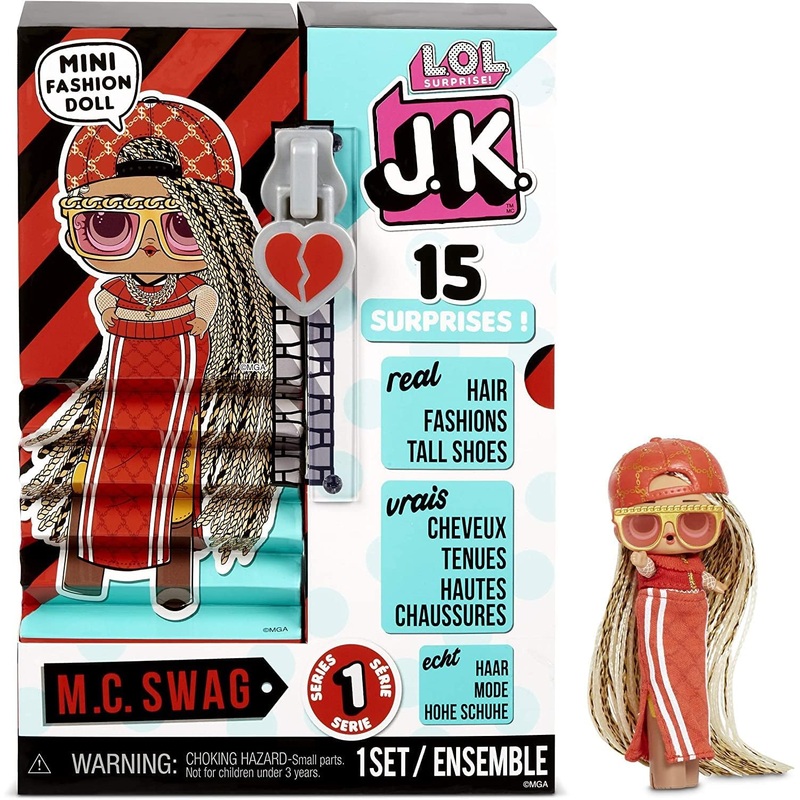 L.O.L Surprise JK Mini Fashion Doll with 15 Surprises Including Dress Up Doll Outfits, Exclusive Accessories - Gifts for Girls and Mix Match Toys for Kids 4-15 Years (MC Swag)