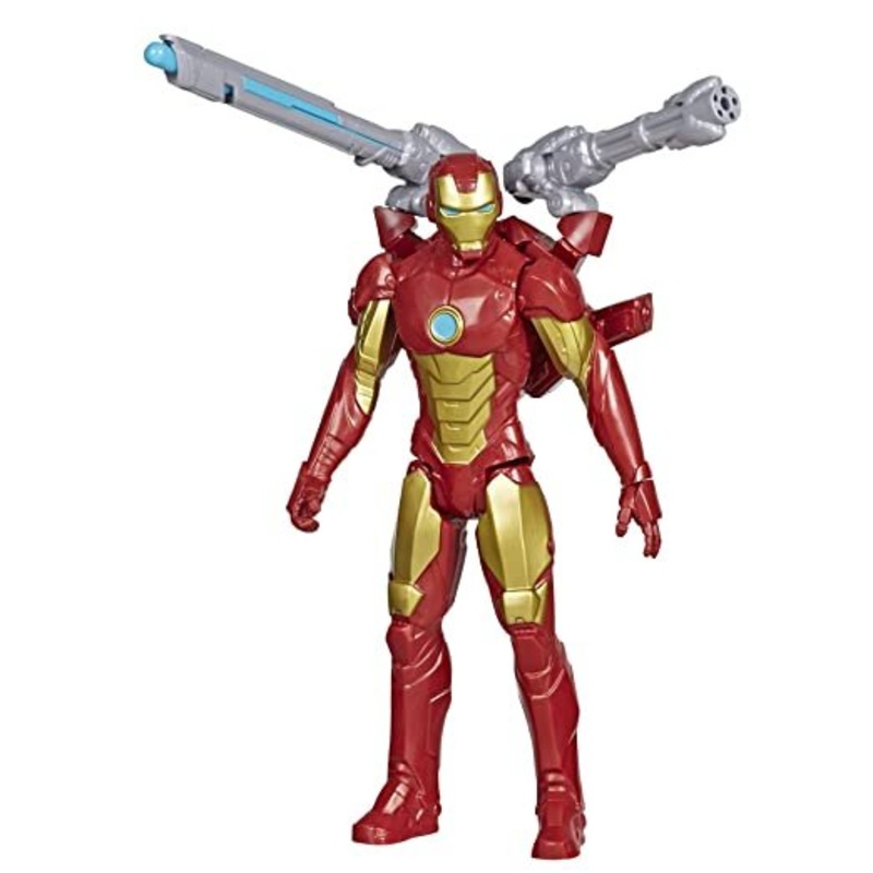 MARVEL Avengers Titan Hero Series Blast Gear Iron Man Action Figure, 12-inch Toy, with Launcher, 2 Accessories and Projectile, Ages 4 and Up