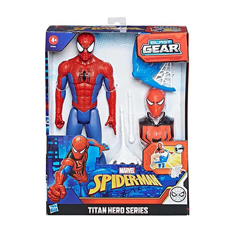 MARVEL Spider-Man TitanHero Series Blast Gear ActionFigure with Blaster, 2 Projectiles, 3 Armor Accessories