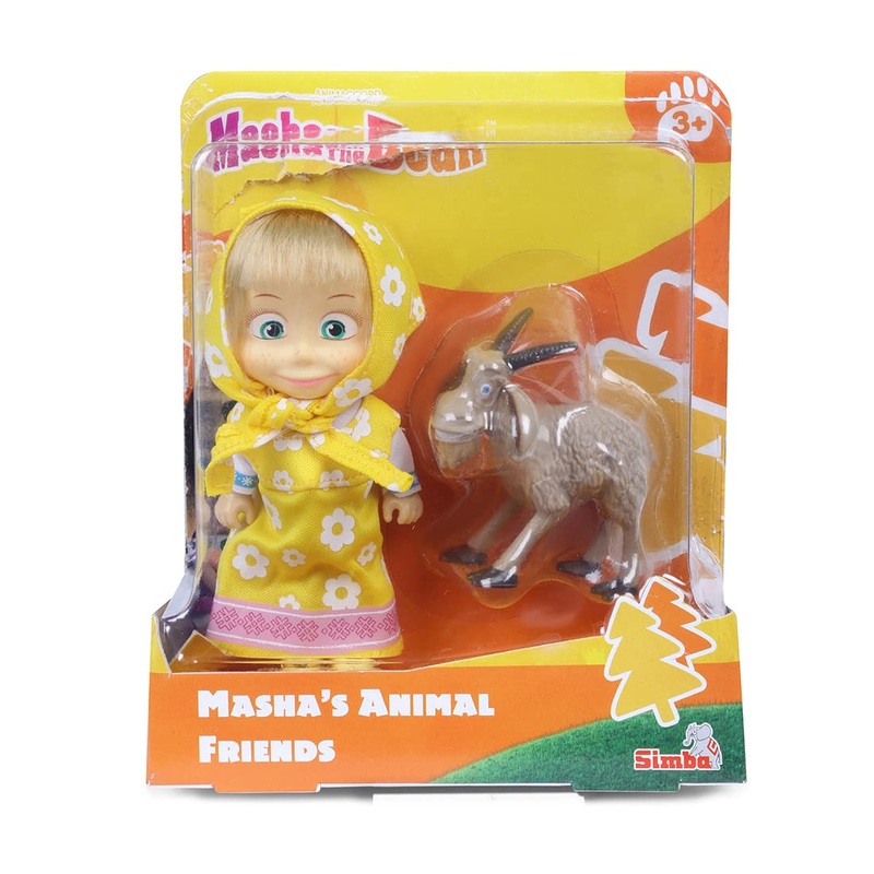Masha and the Bear 12 Cm Toy Doll | Famous Cartoon | Ideal Gift Set for Girls Kids (Masha with Animal - Goat)
