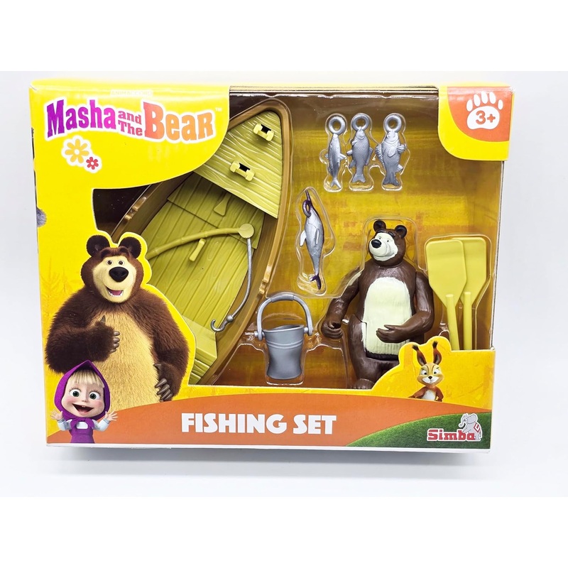 Masha and The Bear by Fratelli (3 Inch Masha Series Bear Doll and Its Boat and Fishing Accessories)