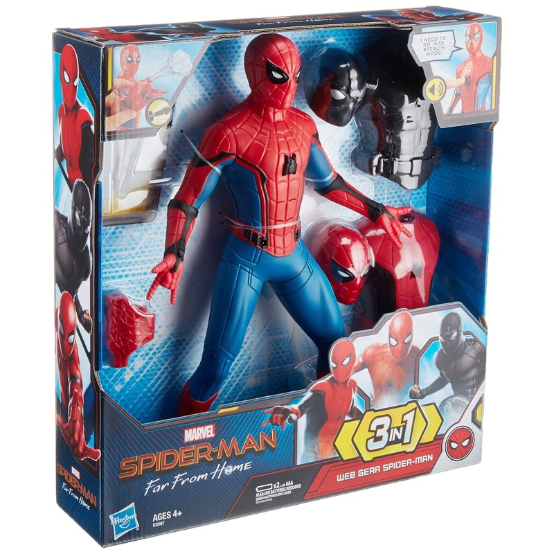 SPIDER-MAN Marvel Plastic Far From Home Deluxe 13-Inch-Scale Web Gear Action Figure With Sound Fx, Suit Upgrades, And Web Blaster Accessory - Multicolor