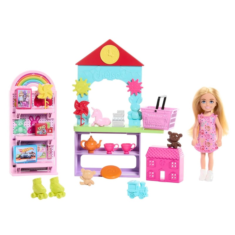Barbie Chelsea Can Be Toy Store Playset with Small Blonde Doll, Counter & Display Furniture & 15 Accessories, Like Mini Toys