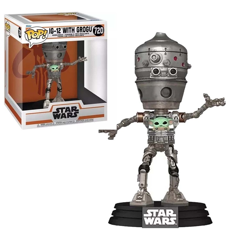 Funko Pop! Star Wars Collectible Action Figure: The Mandalorian IG-12 with Grogu Deluxe Funko Pop! Vinyl Figure #720