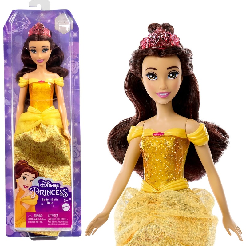 Mattel Disney Princess Dolls, Belle Posable Fashion Doll with Sparkling Clothing and Accessories, Disney Movie Toys