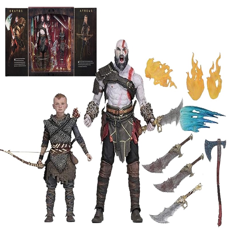 NECA God of War Classic Game Kratos Atreus Ghost of Sparta Action Figure with Ax Sword