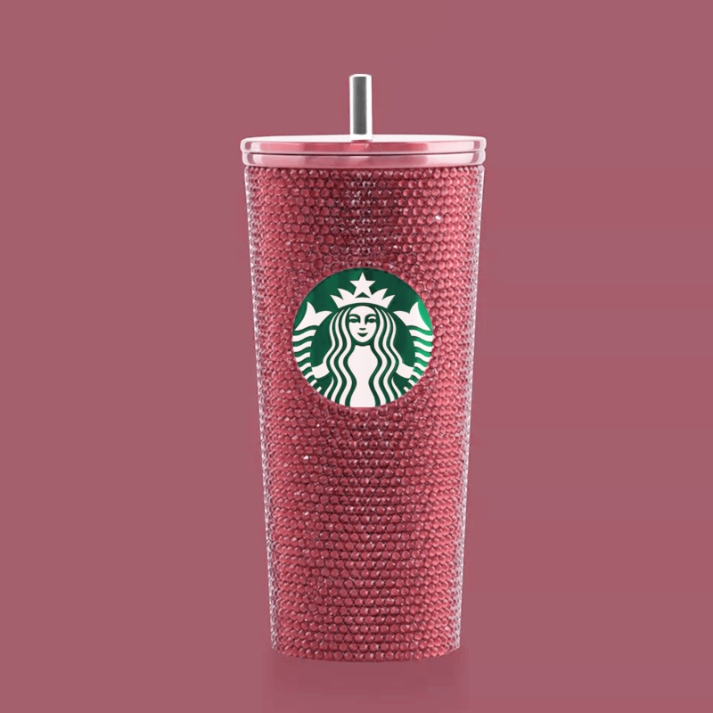 Starbucks Rhinestone Emerald Stainless Tumbler  24 OZ | 510 ML (Pink)