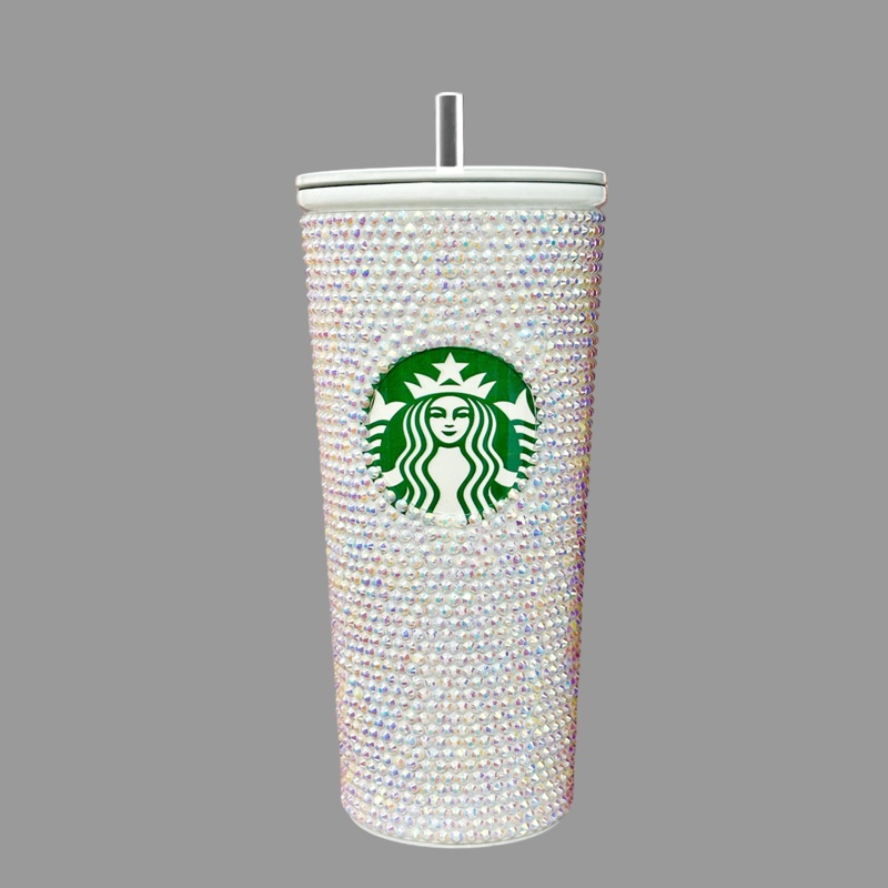 Starbucks Rhinestone Emerald Stainless Tumbler 24 OZ | 510 ML (White)
