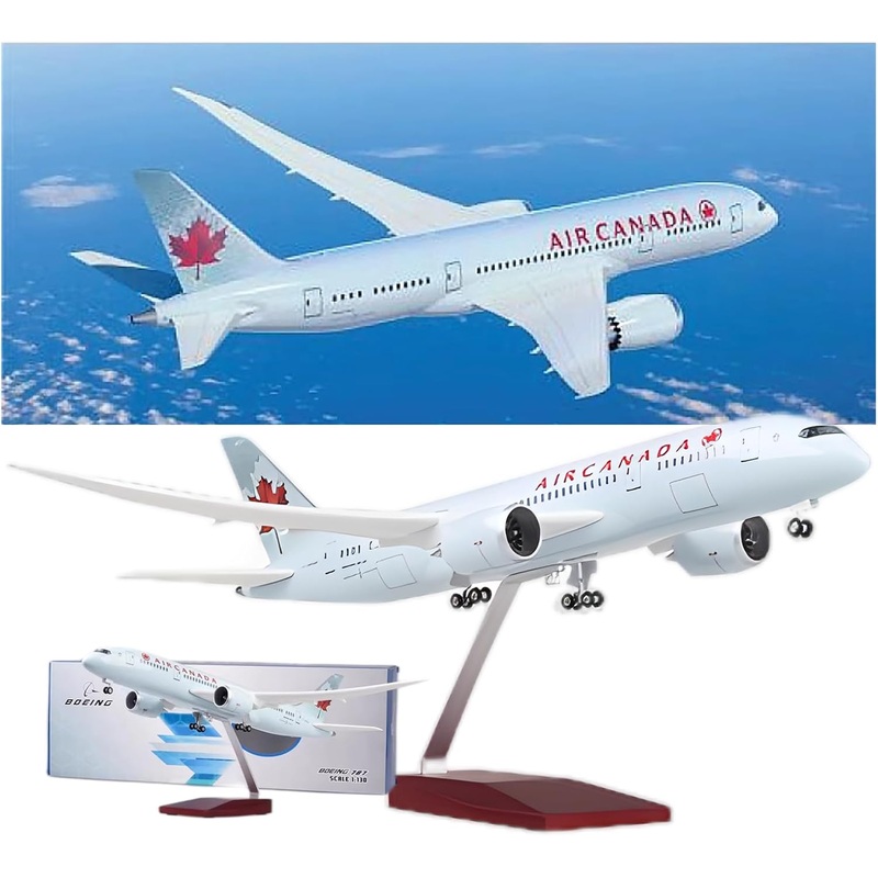 Canada Airlines Boeing 787-B Aircraft LED Light - Airplane 1/130 Plane Model Replica Toy Decor - 46 cm